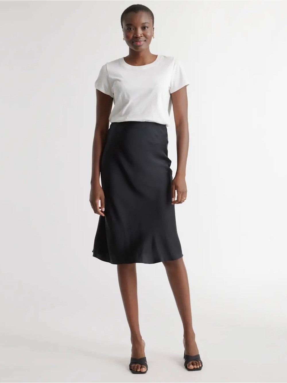 Quince 100% Washable Silk Skirt Black Excellent Used Condition Size Medium